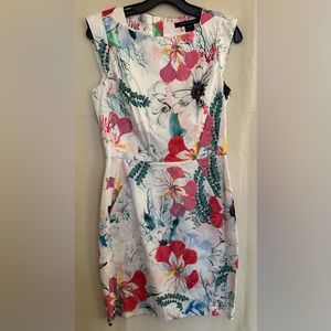 NWT French Connection cotton summer white floral dress size 8